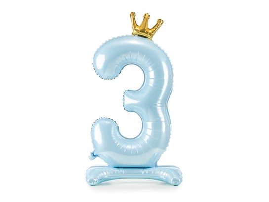 Stojący balon foliowy cyfra "3" , 84 cm, błękit PartyDeco
