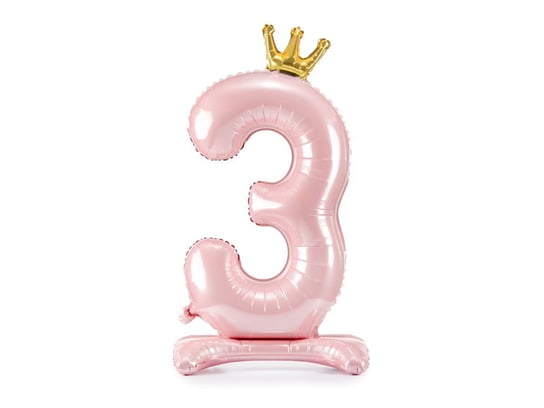 Stojący balon foliowy cyfra "3" , 84 cm, jasny różowy PartyDeco