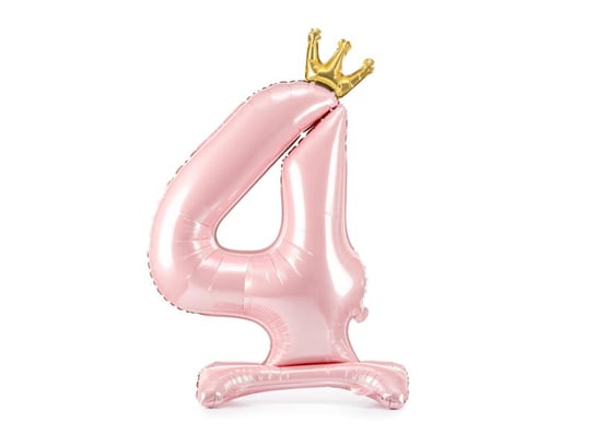 Stojący balon foliowy cyfra "4" , 84 cm, jasny różowy Party Deco