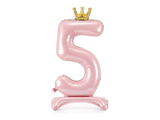 Stojący balon foliowy cyfra "5" , 84 cm, jasny różowy Party Deco