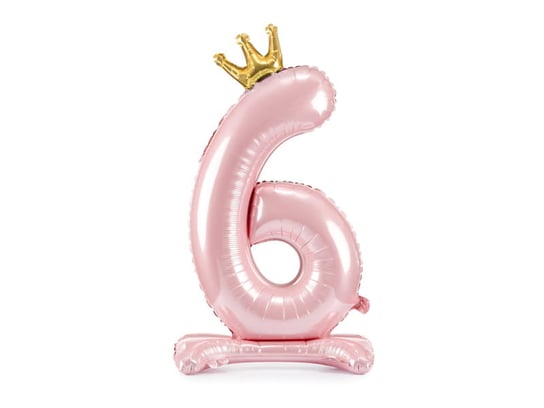 Stojący balon foliowy cyfra "6" , 84 cm, jasny różowy Party Deco