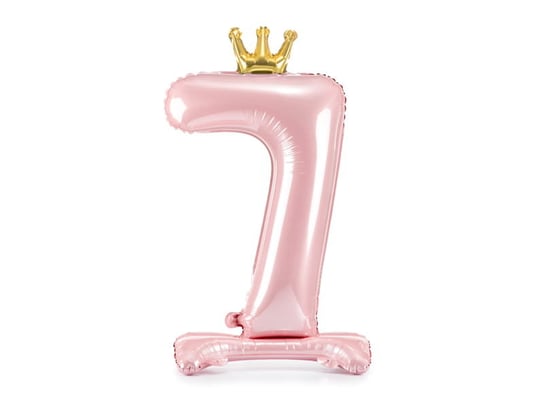 Stojący balon foliowy cyfra "7" , 84 cm, jasny różowy Party Deco