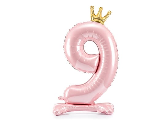Stojący balon foliowy cyfra "9" , 84 cm, jasny różowy Party Deco