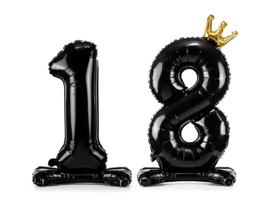 Stojący balon foliowy liczba "18", 84 cm, czarny PartyDeco