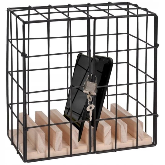 Stojak klatka więzienie na telefon metalowa czarna Home Styling Collection