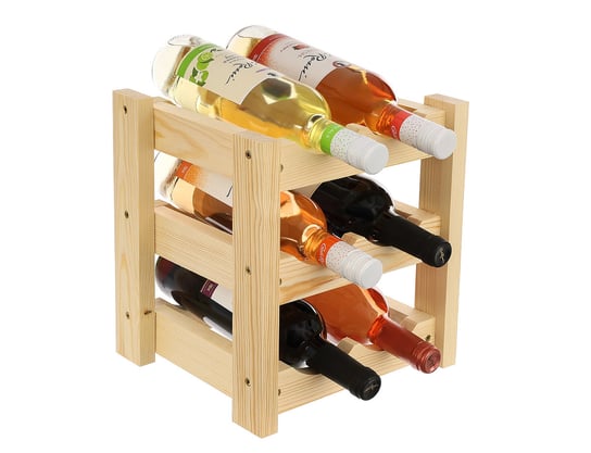 Stojak na 6 butelek wina, 26 x 24 x 29 cm drewno, z elementami montażowymi Goodfreshdecor