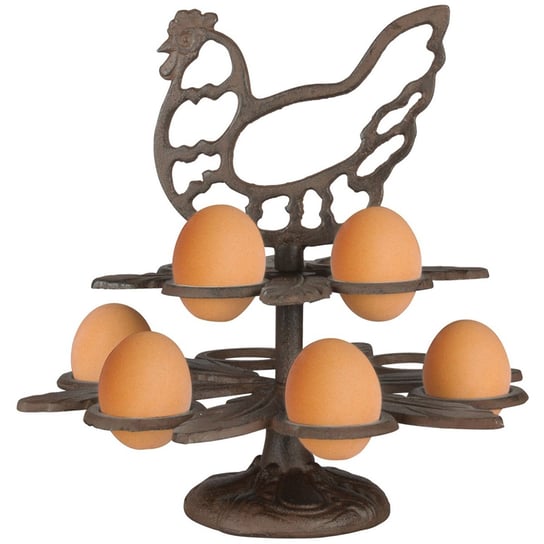 STOJAK NA JAJKA Żeliwny ozdobny na stół na 10 jaj ozdobna kura wielkanoc Esschert Design