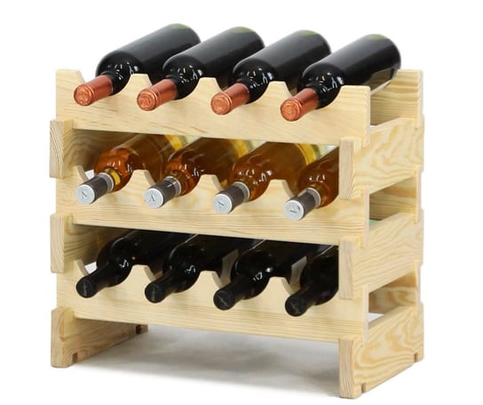 Stojak na wina Regał na wino drewniany modułowy RW10 04x03 Naturalny Surowy Drewno sosnowe ilość butelek 4 RW10_04X03_NNK1 / Wamar-Sosenka Inna marka