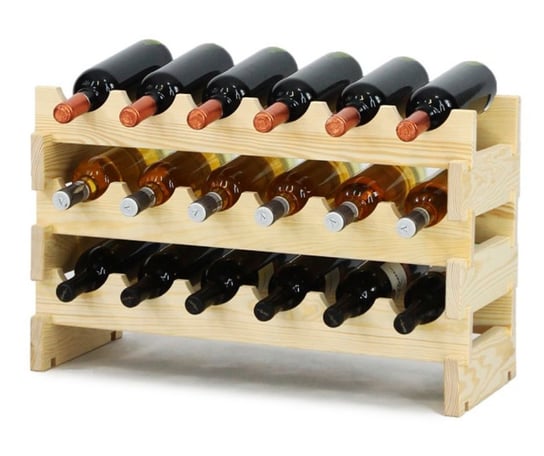 Stojak na wina Regał na wino drewniany modułowy RW10 06x03 Naturalny Surowy Drewno sosnowe ilość butelek 6 RW10_06X03_NNK1 / Wamar-Sosenka Inna marka