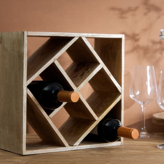 Stojak na wino SJAL MANGO drewniany 33x33 cm HOMLA Homla