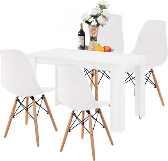 Stół + 4 Krzesła Nowoczesny Skandynawski Styl BIAŁY Inny producent
