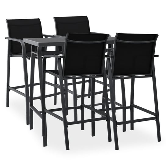 Stół barowy z czarnym szkłem i krzesła ogrodowe, 1 Zakito Europe