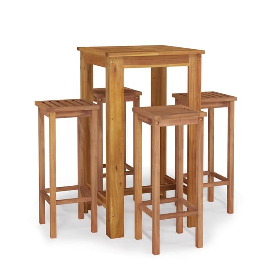Stół barowy z zestawem 4 krzeseł - drewno akacjowe Zakito Europe