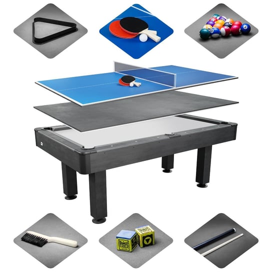 Stół bilardowy koszykowy Vip 7Ft szary z nakładką Ping-Pong / Blat Hop-Sport