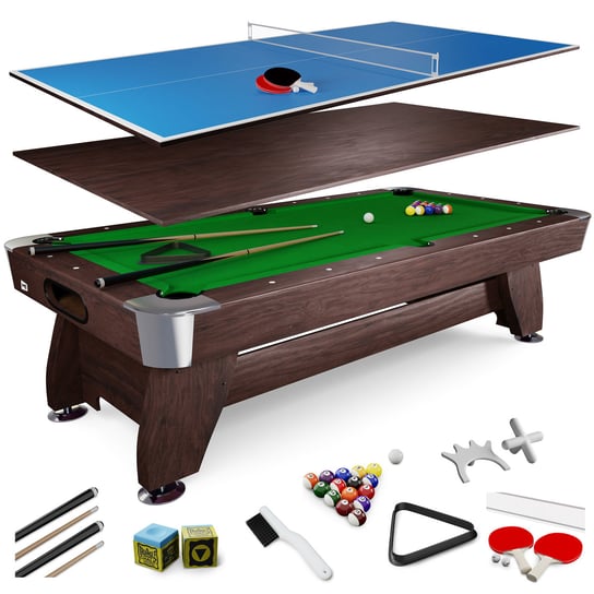 Stół bilardowy spływowy Vip Extra 7ft brązowy z nakładką Ping-Pong / Blat Hop-Sport