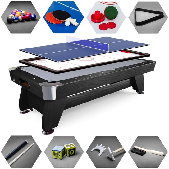 Stół bilardowy spływowy Vip Extra 7Ft czarny z nakładką Ping-Pong / Cymbergaj Hop-Sport