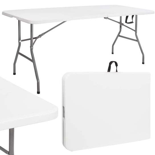 Stół cateringowy 180 cm bankietowy składany w walizkę stolik ogrodowy, turystyczny biały Springos