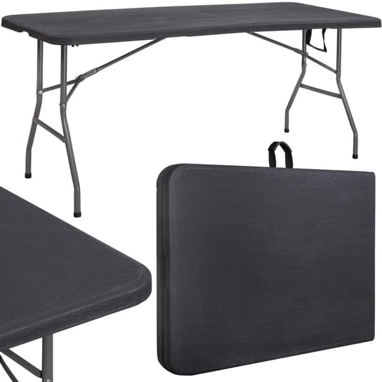 Stół cateringowy 180 cm bankietowy składany w walizkę stolik ogrodowy, turystyczny czarny Springos