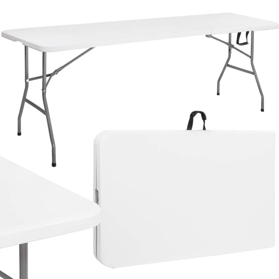 Stół cateringowy 240 cm bankietowy składany w walizkę stolik ogrodowy, turystyczny biały Springos