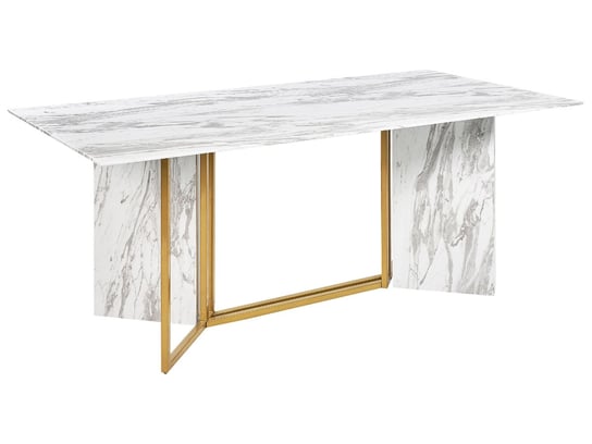 Stół do jadalni 100 x 200 cm efekt marmuru ze złotym CALCIO Beliani