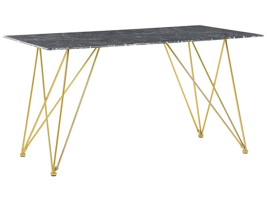 Stół do jadalni 140 x 80 cm efekt marmuru czarno-złoty KENTON Beliani