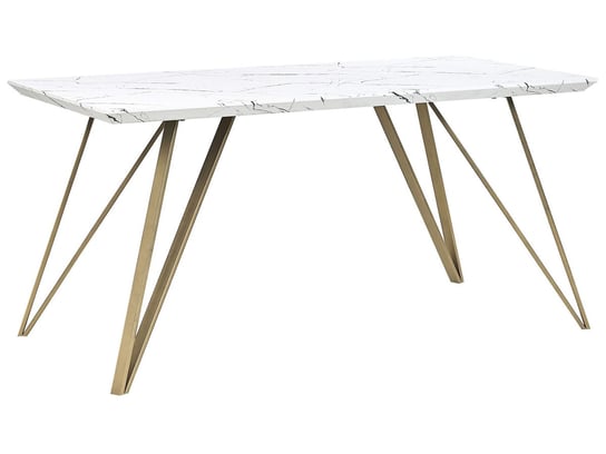 Stół do jadalni 150 x 80 cm efekt marmuru biało-złoty MOLDEN Beliani