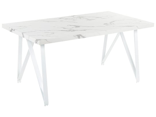 Stół do jadalni 160 x 90 cm efekt marmuru biały GRIEGER Beliani