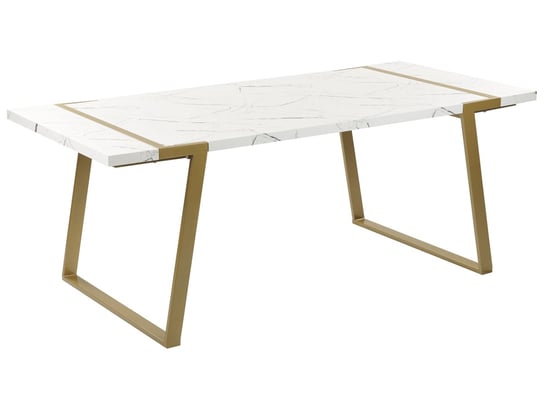 Stół do jadalni 90 x 200 cm efekt marmuru ze złotym MARTYNIKA Beliani