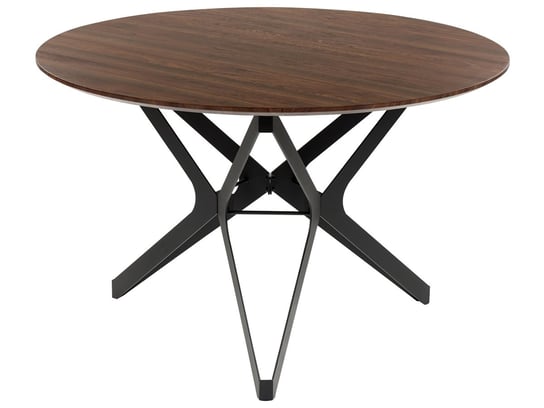 Stół do jadalni okrągły ⌀ 120 cm ciemne drewno z czarnym ALURE Beliani