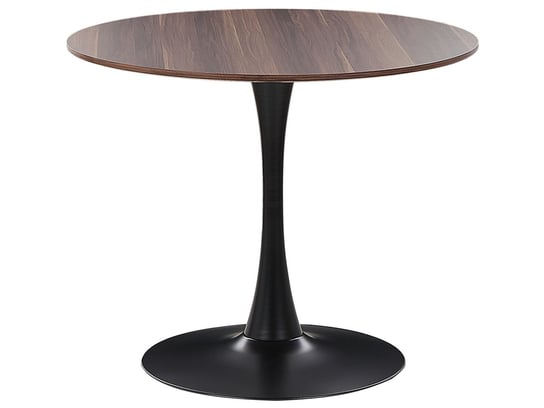 Stół do jadalni okrągły ⌀ 90 cm ciemne drewno z czarnym BOCA Beliani