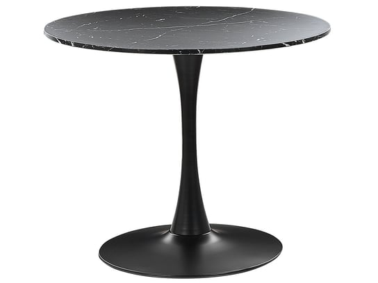 Stół do jadalni okrągły ⌀ 90 cm efekt marmuru czarny BOCA Beliani