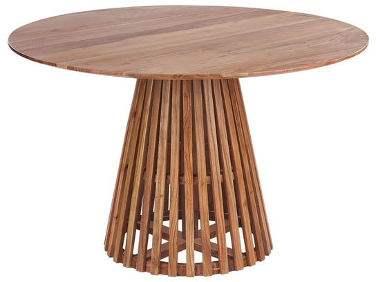 Stół do jadalni okrągły drewno akacjowe  120 cm ciemny MESILLA Beliani