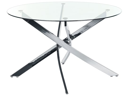 Stół do jadalni okrągły szklany ⌀ 120 cm srebrny MARAMO Beliani