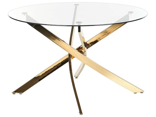 Stół do jadalni okrągły szklany ⌀ 120 cm złoty MARAMO Beliani