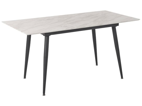 Stół do jadalni rozkładany 120/150 x 80 cm efekt marmuru z czarnym EFTALIA Beliani