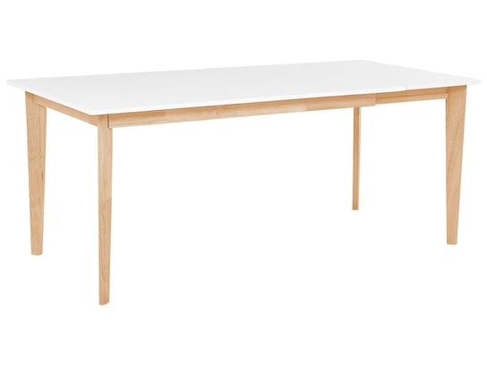 Stół do jadalni rozkładany 140/180 x 90 cm biały z jasnym drewnem SOLA Beliani