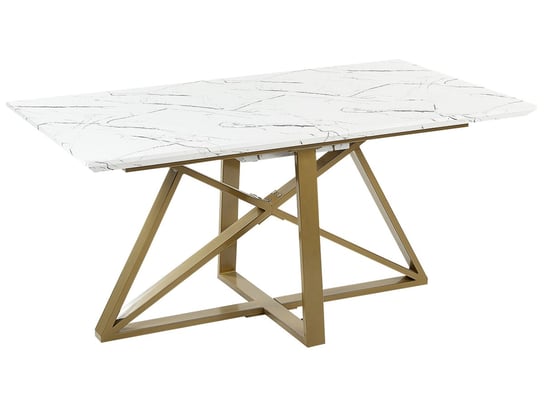 Stół do jadalni rozkładany 160/200 x 90 cm efekt marmuru ze złotym MAXIMUS Beliani