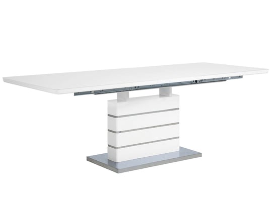 Stół do jadalni rozkładany BELIANI Hamler, biało-srebrny, 220x90x78 cm Beliani