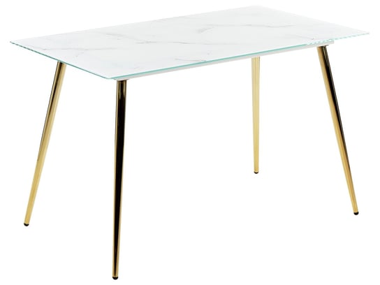 Stół do jadalni szklany 120 x 70 cm efekt marmuru ze złotym MULGA Beliani