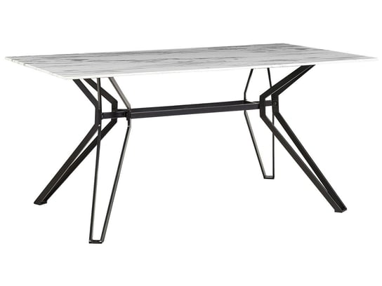 Stół do jadalni szklany 160 x 90 cm efekt marmuru z czarnym BALLINA Beliani