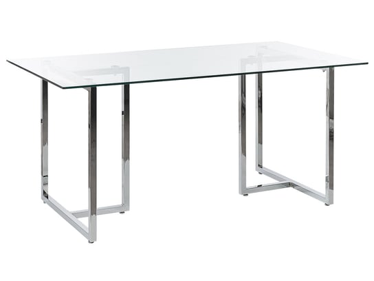 Stół do jadalni szklany 160 x 90 cm srebrny ENVIA Beliani