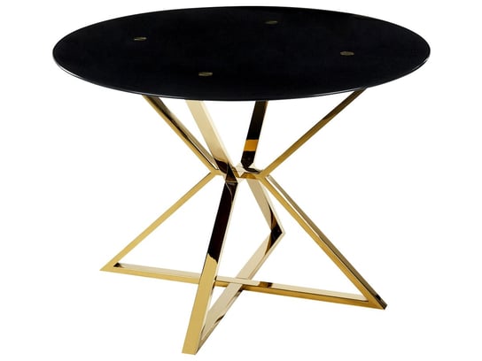 Stół do jadalni szklany okrągły ⌀ 105 cm czarny ze złotym BOSCO Beliani