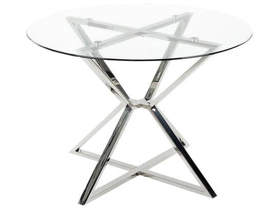 Stół do jadalni szklany okrągły ⌀ 105 cm srebrny BOSCO Beliani