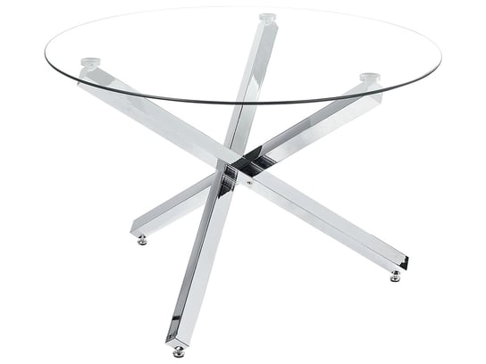 Stół do jadalni ze szklanym blatem okrągły ⌀ 110 cm srebrny BUTLER Beliani