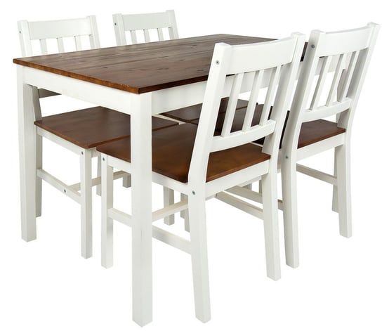 Stół Do Kuchni + 4 Krzesła White/Walnut Krakpol
