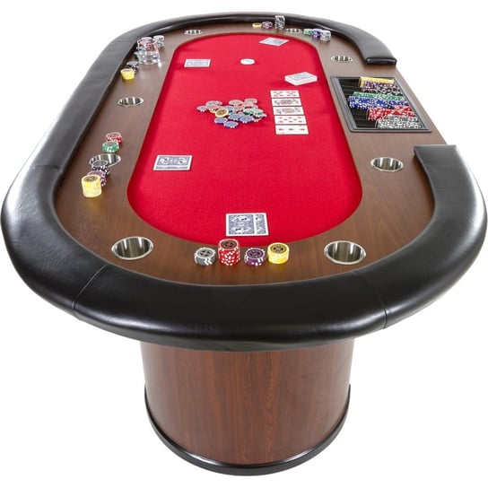 Stół do pokera XXL TWÓJPASAŻ Royal Flush, czerwony, 106x213 cm TwójPasaż