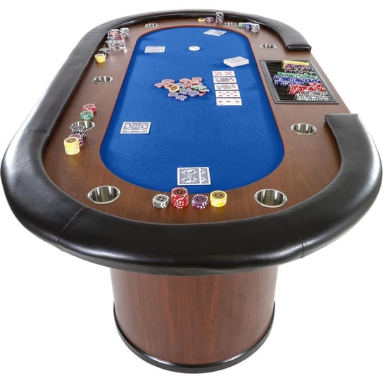 Stół do pokera XXL TWÓJPASAŻ Royal Flush, niebieski, 106x213 cm TwójPasaż