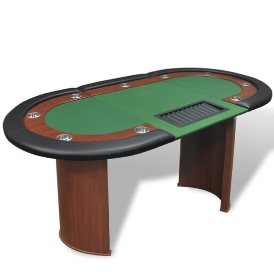 Stół do pokera z podpórką i 9 uchwytami, zielony, Inna marka