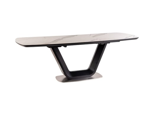 Stół Do Salonu Armani Ceramic 160(220)X90 Biały/Czarny Efekt Marmuru Signal