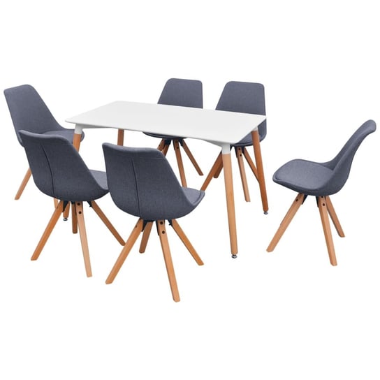 Stół i 6 krzeseł retro - biały/jasnoszary 118,5x69 Zakito Europe